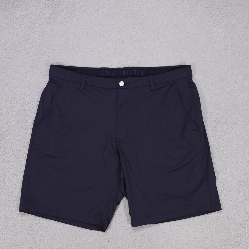 Infinity Chino Shorts Mens 36 Navy Blue Linearflex Performance Stretch 8" Inseam